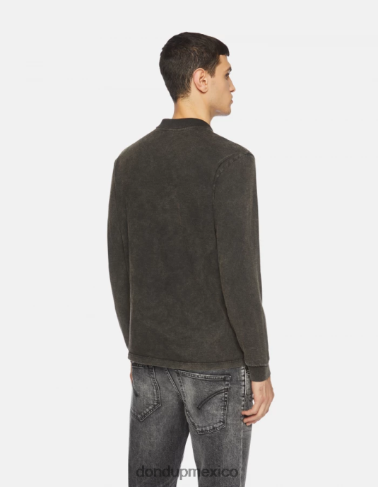 negro DONDUP hombres polo de corte regular de punto vestir D0VXD803