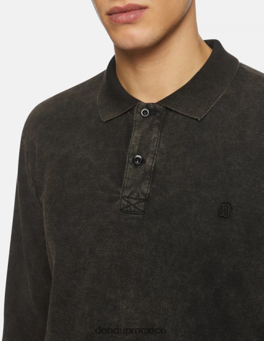 negro DONDUP hombres polo de corte regular de punto vestir D0VXD803