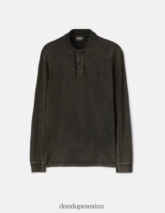 negro DONDUP hombres polo de corte regular de punto vestir D0VXD803