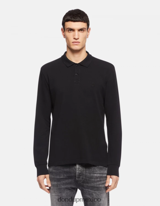 negro DONDUP hombres polo de piqué regular fit vestir D0VXD809