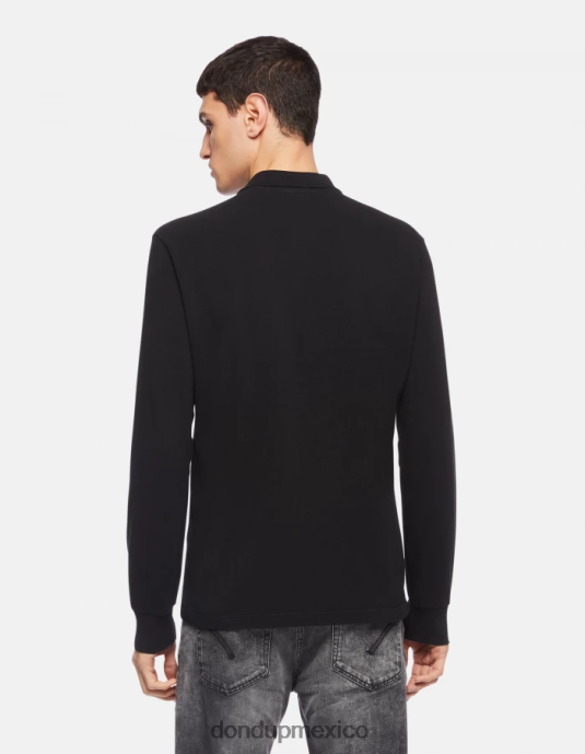 negro DONDUP hombres polo de piqué regular fit vestir D0VXD809
