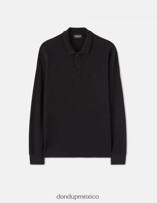 negro DONDUP hombres polo de piqué regular fit vestir D0VXD809