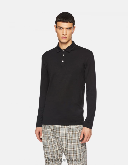 negro DONDUP hombres polo regular fit de lana y seda vestir D0VXD802