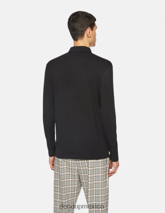 negro DONDUP hombres polo regular fit de lana y seda vestir D0VXD802