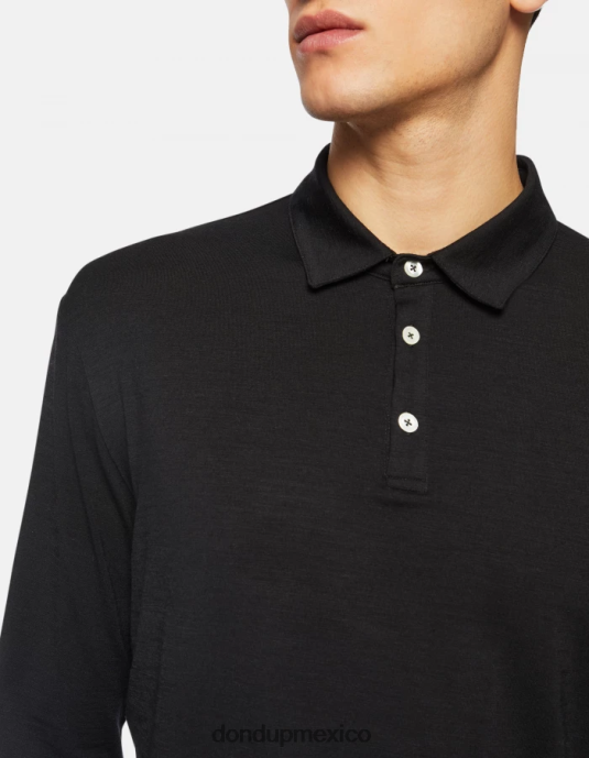 negro DONDUP hombres polo regular fit de lana y seda vestir D0VXD802