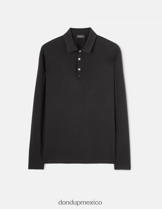 negro DONDUP hombres polo regular fit de lana y seda vestir D0VXD802