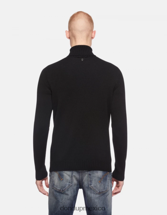 negro DONDUP hombres suéter regular fit de lana con cuello tipo polo vestir D0VXD883