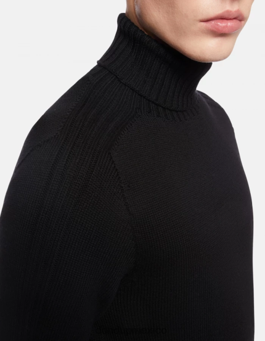 negro DONDUP hombres suéter regular fit de lana con cuello tipo polo vestir D0VXD883