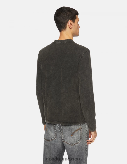 negro DONDUP hombres top henley de punto regular fit vestir D0VXD807