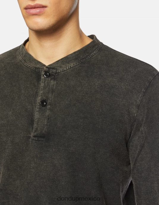 negro DONDUP hombres top henley de punto regular fit vestir D0VXD807