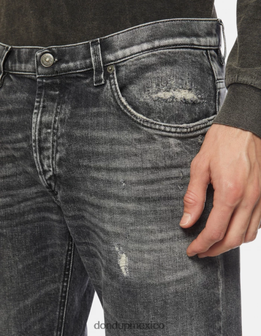 negro DONDUP hombres vaqueros Brighton de denim elástico con corte carrot vestir D0VXD639