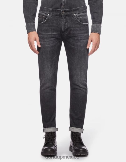 negro DONDUP hombres vaqueros Icon de corte regular en denim elástico vestir D0VXD641