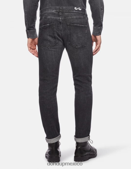 negro DONDUP hombres vaqueros Icon de corte regular en denim elástico vestir D0VXD641
