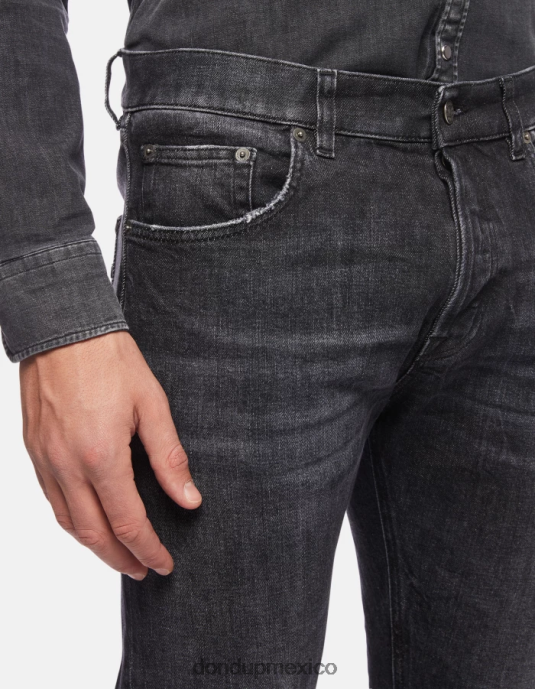 negro DONDUP hombres vaqueros Icon de corte regular en denim elástico vestir D0VXD641