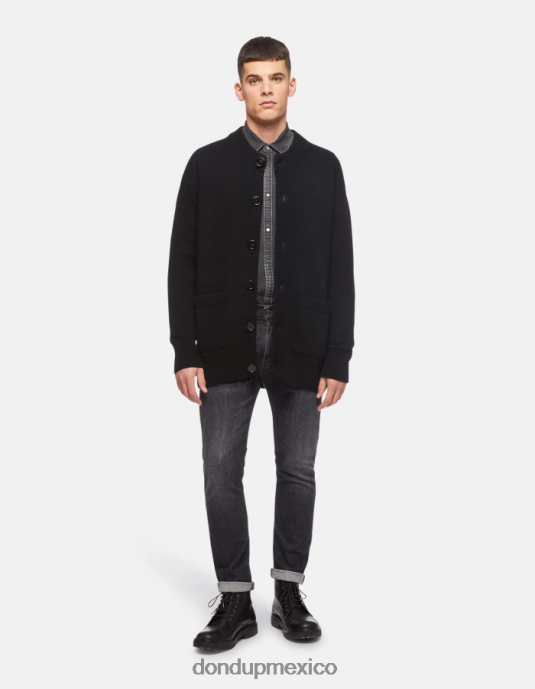 negro DONDUP hombres vaqueros Icon de corte regular en denim elástico vestir D0VXD641