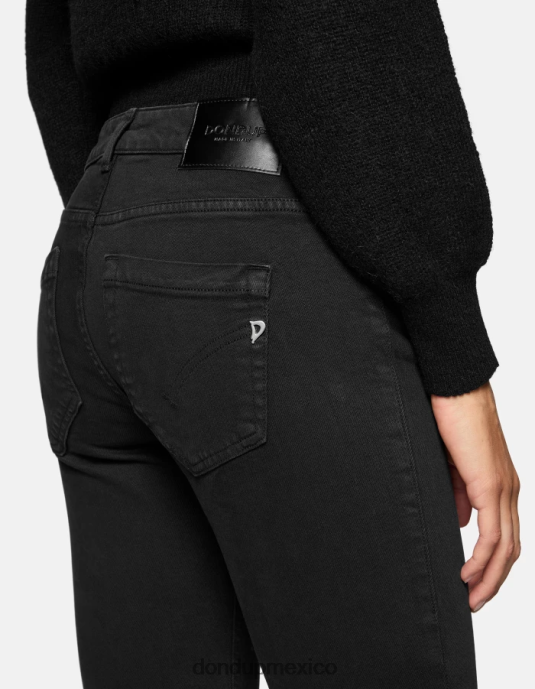 negro DONDUP mujer Vaqueros Monroe ajustados en denim elástico Bull vestir D0VXD23