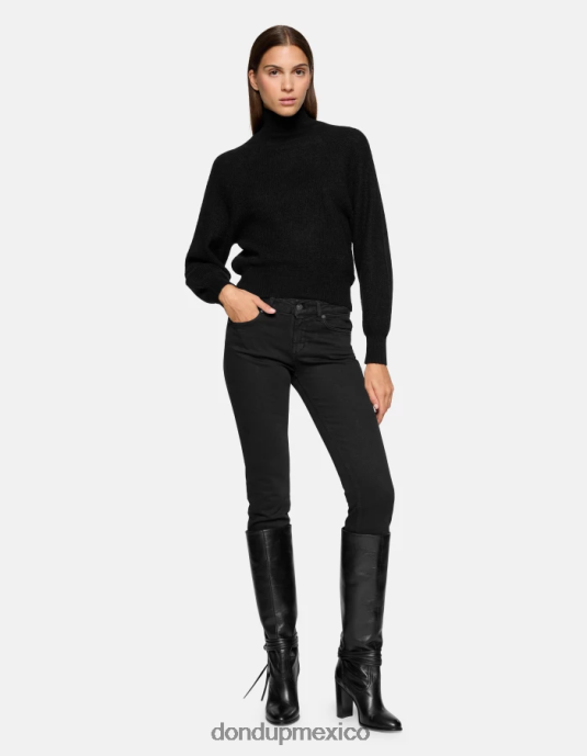 negro DONDUP mujer Vaqueros Monroe ajustados en denim elástico Bull vestir D0VXD23