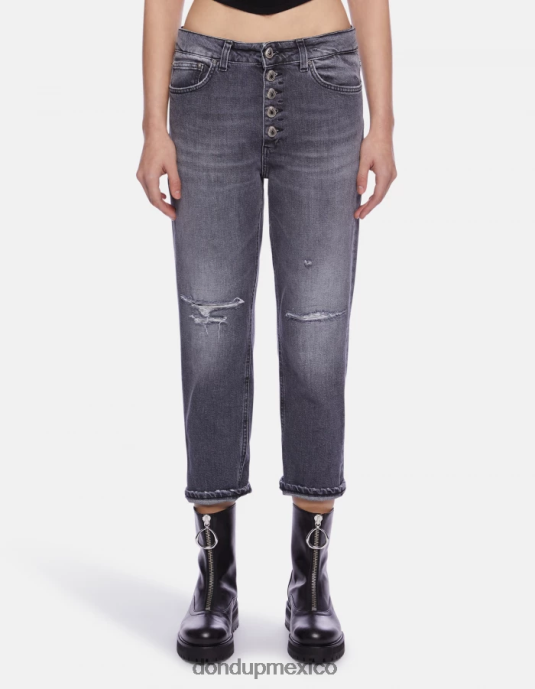 negro DONDUP mujer Vaqueros koons holgados de denim elástico vestir D0VXD114