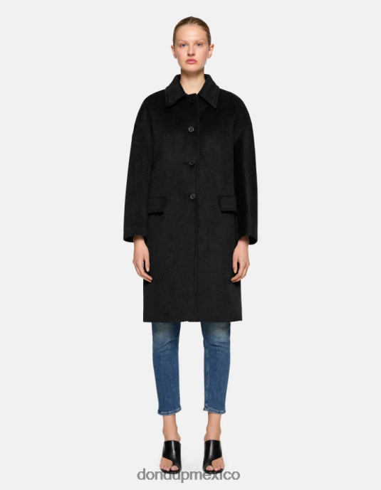 negro DONDUP mujer abrigo de tela con botonadura simple vestir D0VXD347
