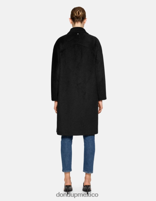 negro DONDUP mujer abrigo de tela con botonadura simple vestir D0VXD347