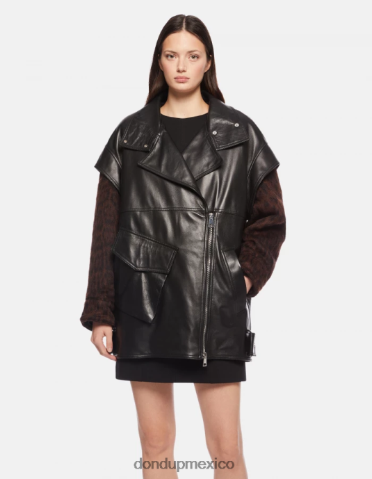 negro DONDUP mujer abrigo oversize de napa vestir D0VXD350