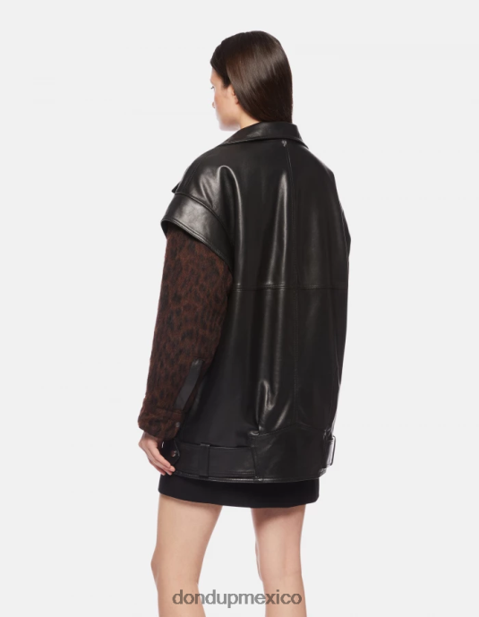 negro DONDUP mujer abrigo oversize de napa vestir D0VXD350