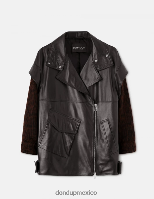 negro DONDUP mujer abrigo oversize de napa vestir D0VXD350