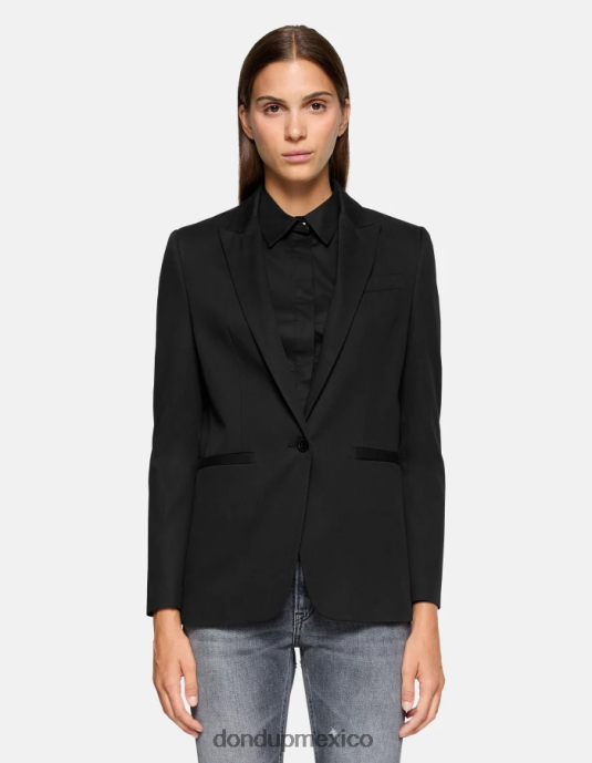 negro DONDUP mujer blazer de algodón con botonadura simple vestir D0VXD393