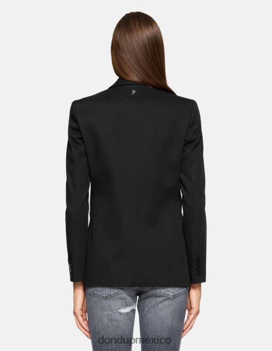 negro DONDUP mujer blazer de algodón con botonadura simple vestir D0VXD393