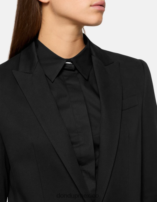negro DONDUP mujer blazer de algodón con botonadura simple vestir D0VXD393