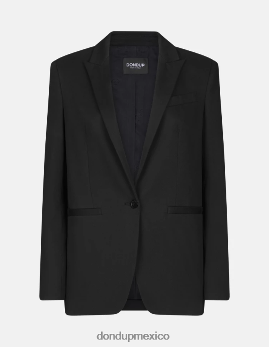 negro DONDUP mujer blazer de algodón con botonadura simple vestir D0VXD393