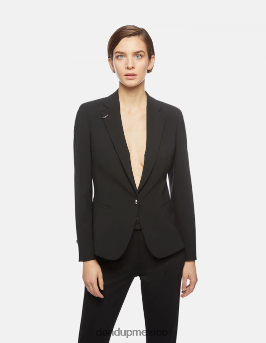 negro DONDUP mujer blazer de lana con botonadura sencilla vestir D0VXD389