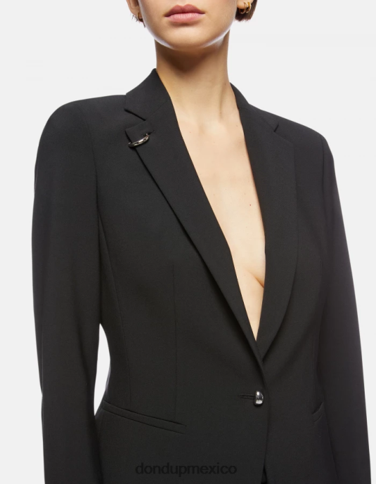 negro DONDUP mujer blazer de lana con botonadura sencilla vestir D0VXD389