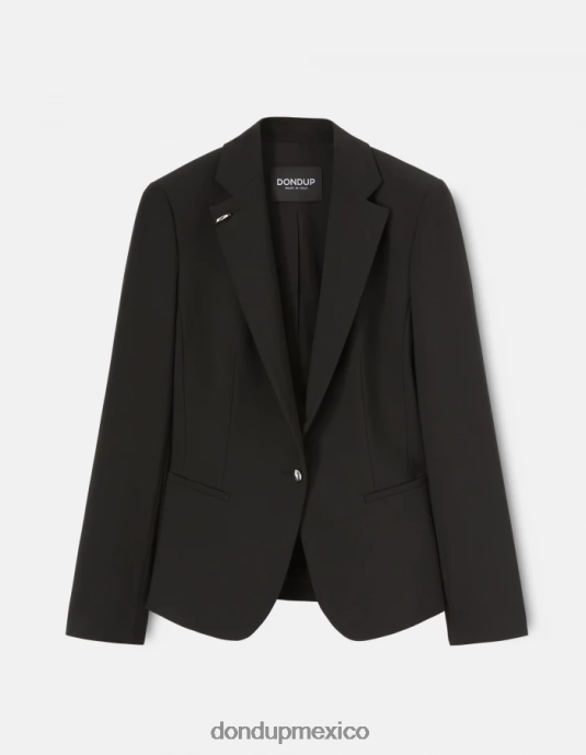 negro DONDUP mujer blazer de lana con botonadura sencilla vestir D0VXD389