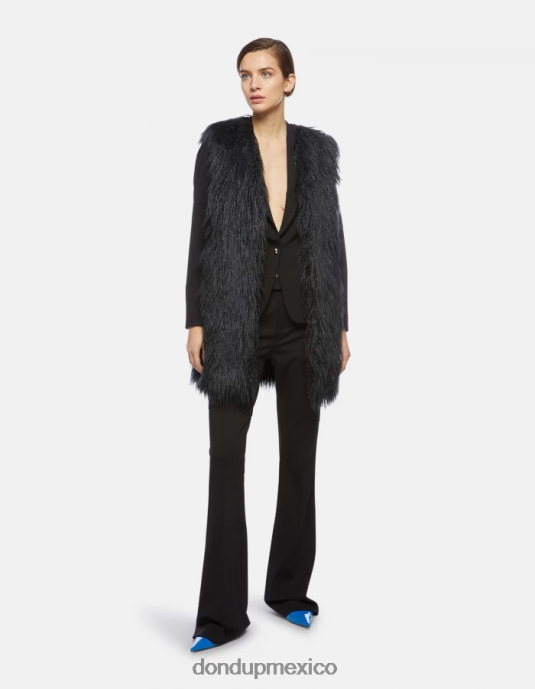 negro DONDUP mujer blazer de lana con botonadura sencilla vestir D0VXD389
