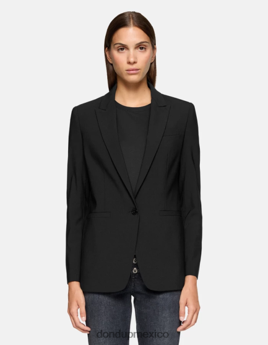 negro DONDUP mujer blazer de lana con botonadura sencilla vestir D0VXD394