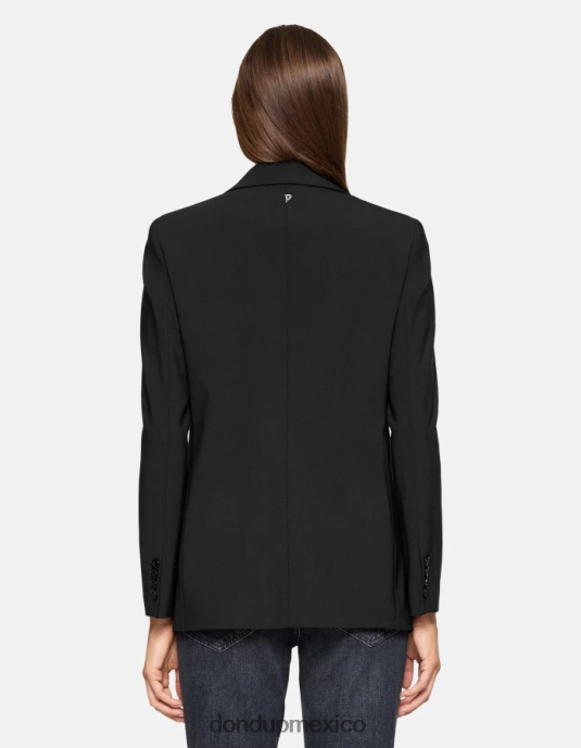 negro DONDUP mujer blazer de lana con botonadura sencilla vestir D0VXD394