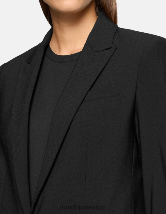 negro DONDUP mujer blazer de lana con botonadura sencilla vestir D0VXD394