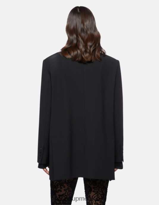 negro DONDUP mujer blazer de mezcla de lana con botonadura simple vestir D0VXD388