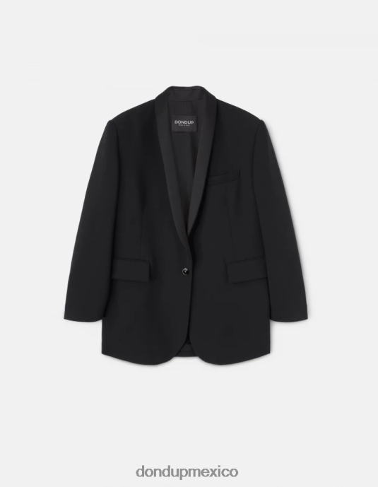 negro DONDUP mujer blazer de mezcla de lana con botonadura simple vestir D0VXD388
