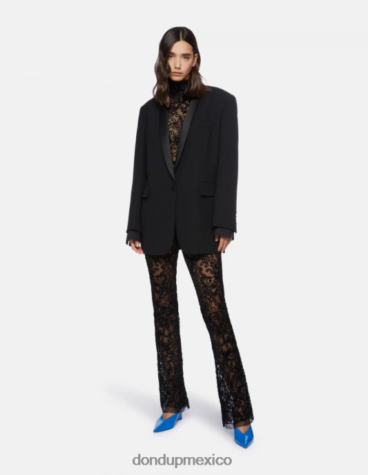negro DONDUP mujer blazer de mezcla de lana con botonadura simple vestir D0VXD388