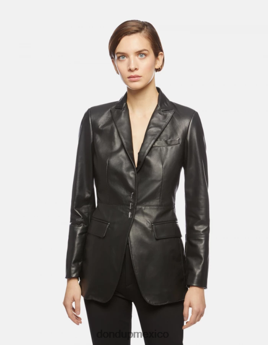 negro DONDUP mujer blazer de napa con botonadura simple vestir D0VXD391