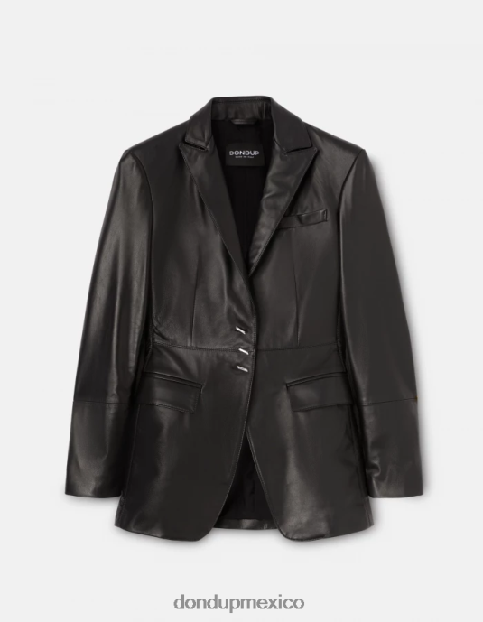 negro DONDUP mujer blazer de napa con botonadura simple vestir D0VXD391