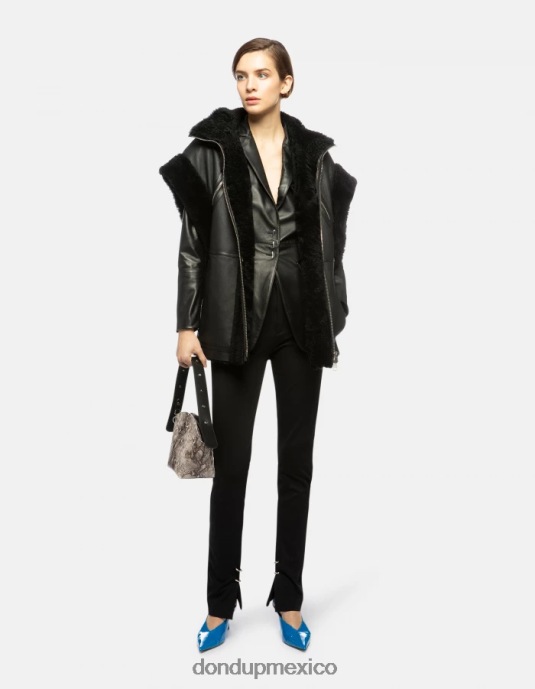 negro DONDUP mujer blazer de napa con botonadura simple vestir D0VXD391