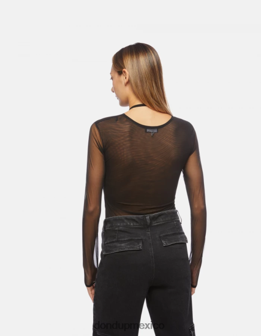 negro DONDUP mujer body ajustado de tul y viscosa vestir D0VXD444