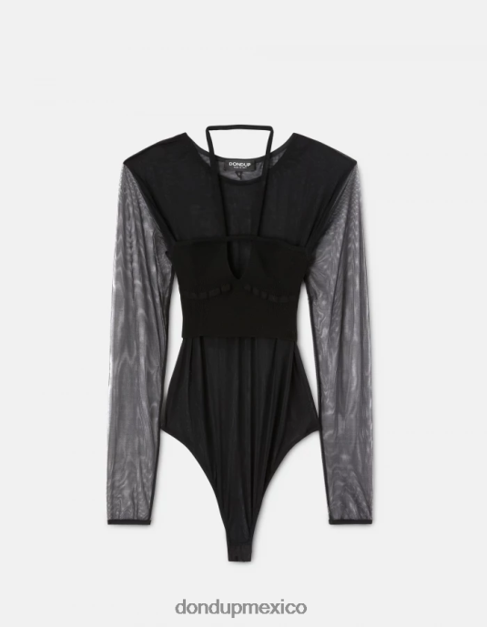 negro DONDUP mujer body ajustado de tul y viscosa vestir D0VXD444