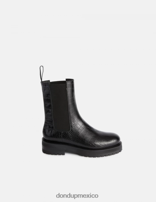 negro DONDUP mujer botas beatle de piel efecto cocodrilo calzado D0VXD460