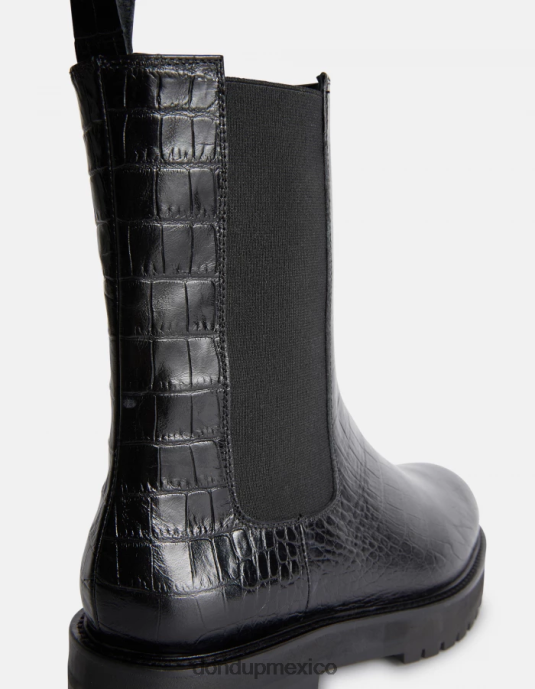 negro DONDUP mujer botas beatle de piel efecto cocodrilo calzado D0VXD460