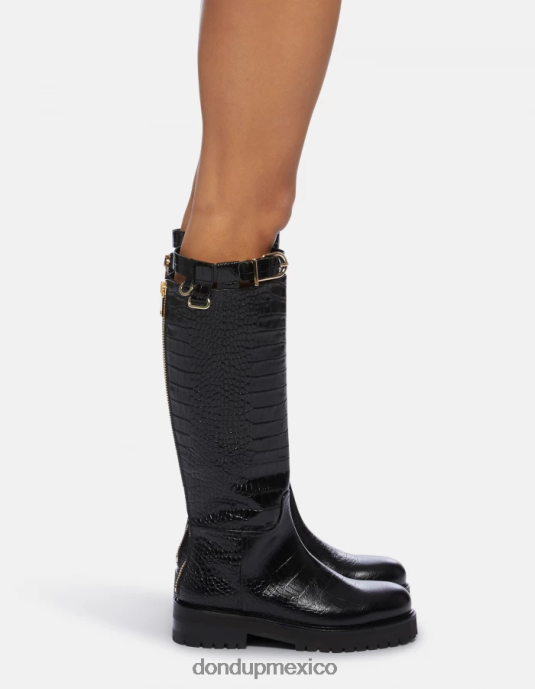 negro DONDUP mujer botas de piel efecto cocodrilo calzado D0VXD457