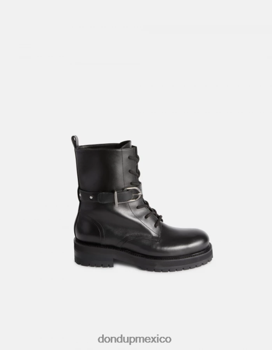negro DONDUP mujer botas militares de piel de becerro napa calzado D0VXD455